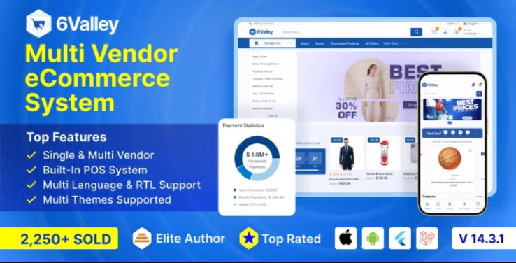 6valley Multi-Vendor E-commerce - Complete eCommerce Mobile App, Web and Admin Panel