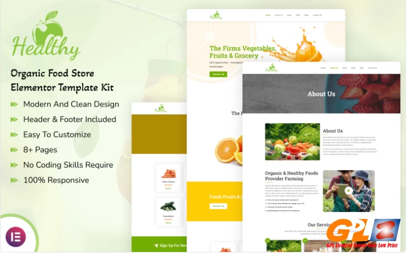 Healthy – Organic Food Store Elementor Template Kit Elementor Kit