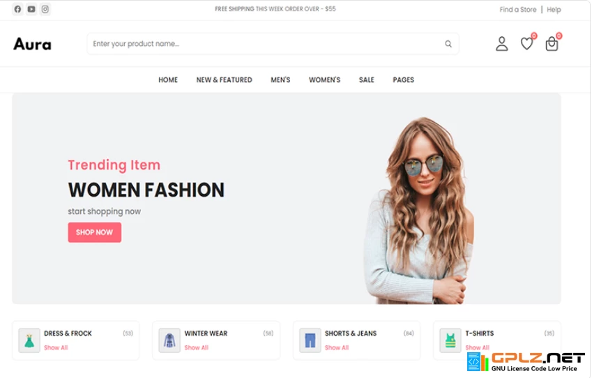 Aura – Fashion Shop HTML Template Website Template