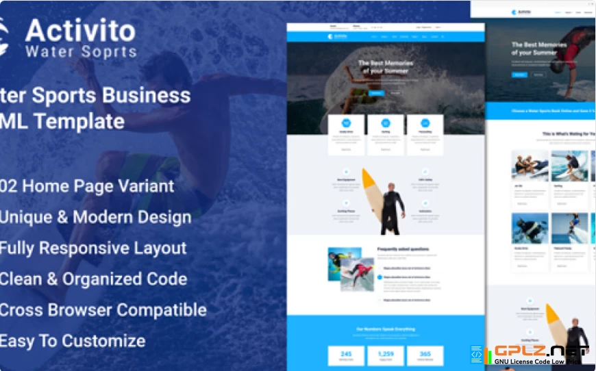 Activito – Water Sports Business HTML Template. Website Template