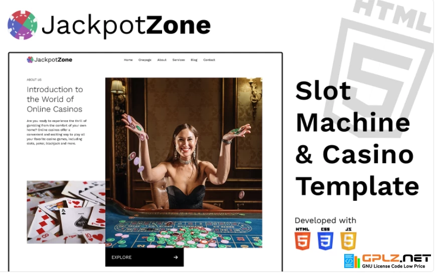 JackpotZone - HTML5 Website Template for Online Slot Machine and Casino Websites easy to customize