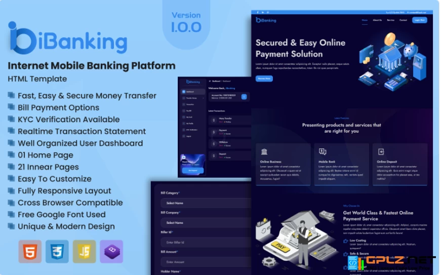 iBanking – Internet Mobile Banking Platform Website Template