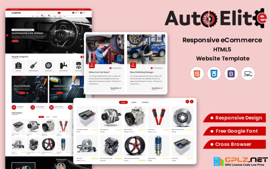 AutoElite Web – Premium HTML Template for Selling Vehicles Automobile Parts Online Website Template