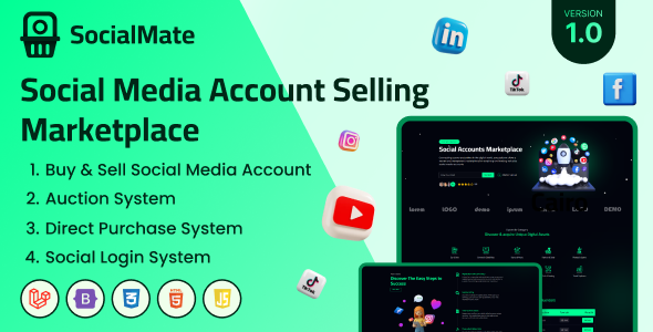 SocialMate - Social Media Account Selling Marketplace