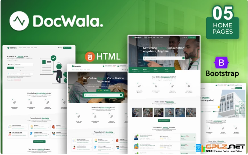 DocWala – Online Doctor & Healthcare Consultation HTML Template Website Template