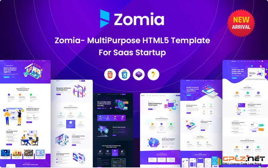 Zomia – Multi-Purpose HTML5 Template for Saas Startup Website Template