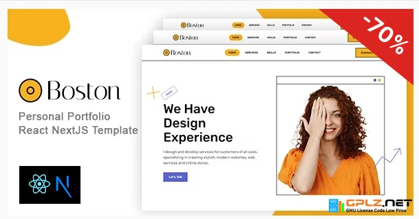 Boston – Bootstrap 5 Personal React NextJS Portfolio
