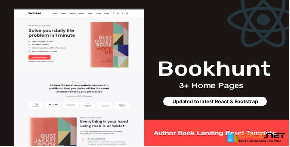 Bookhunt – Author eBook Landing React Template