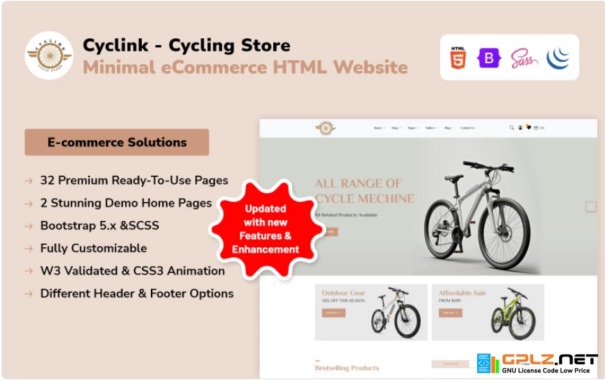 Cyclink – Cycling Store Minimal eCommerce HTML Website Website Template