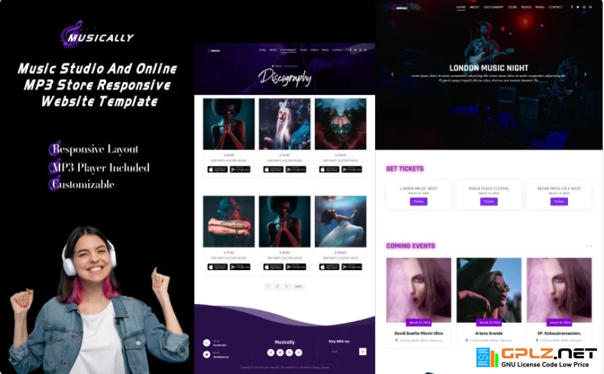 Musically – Music Studio And Online MP3 Store Responsive Website Template.