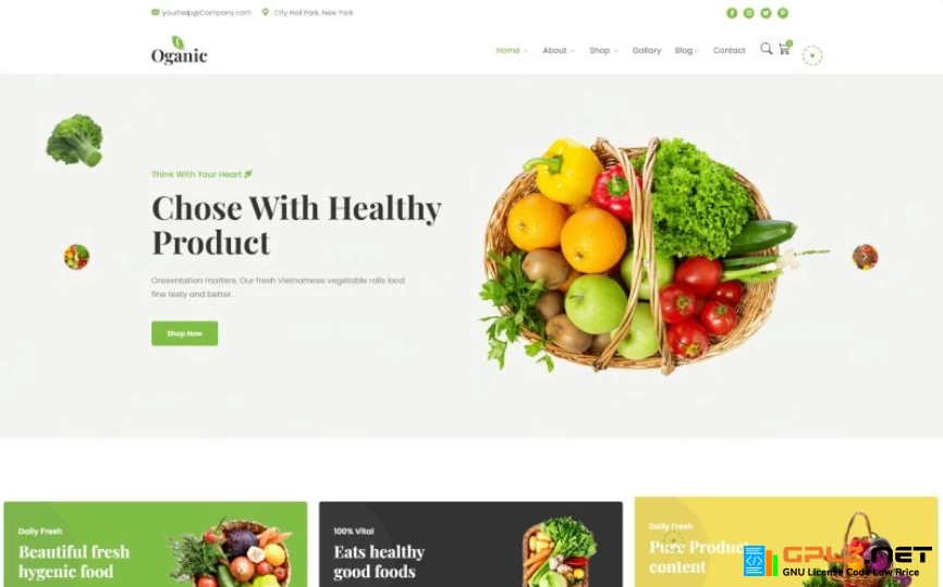 Organic Fruits & Food HTML5 Template Website Template