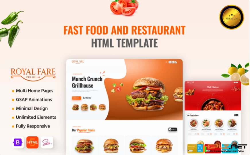 Royal Fare Elegant Restaurant HTML Website Template Best for Fast Food and Fine Dining Restaurants