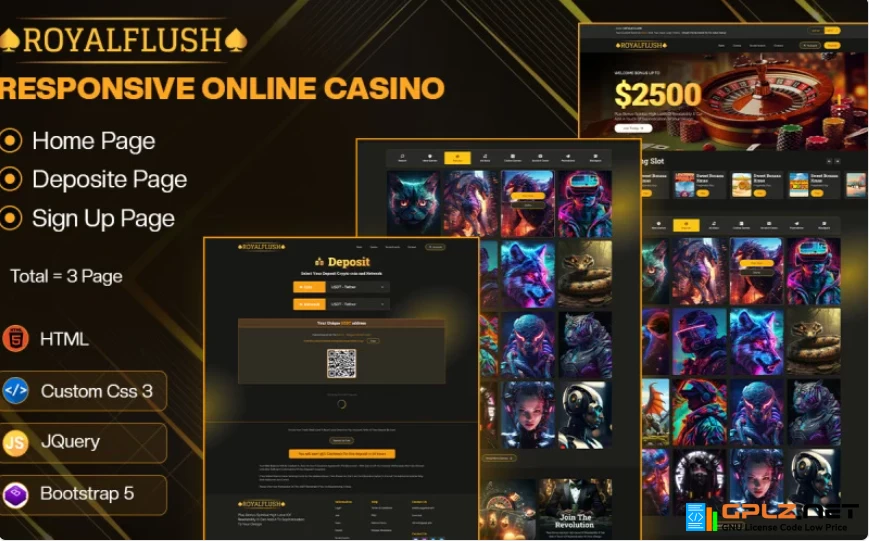 RoyalFlush – Responsive Online Casino, Gambling & Betting Website HTML Template Website Template