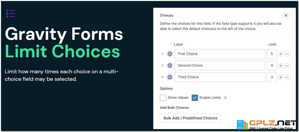 Gravity Perks Limit Choices Plugin