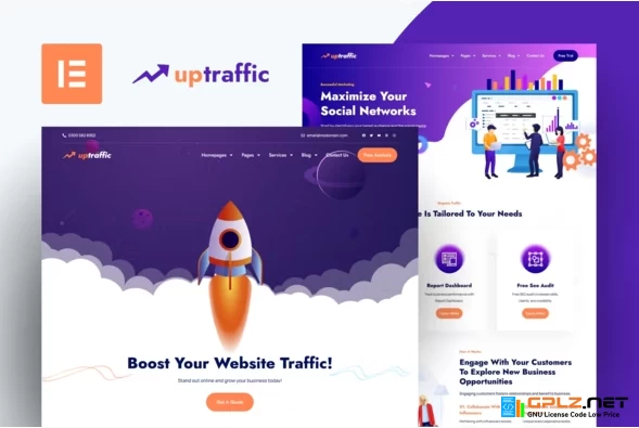 Uptraffic – Digital Marketing Agency Elementor Template Kit