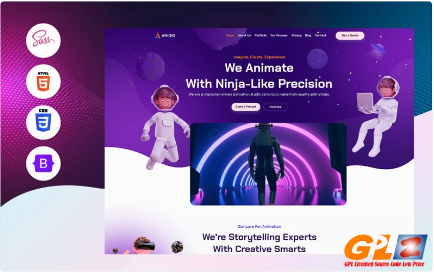 Anidio – Anime and Cartoon Studio template Website Template