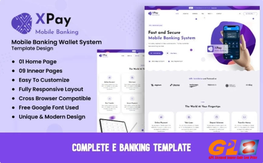 XPay - Mobile Banking E Wallet Platform HTML Template