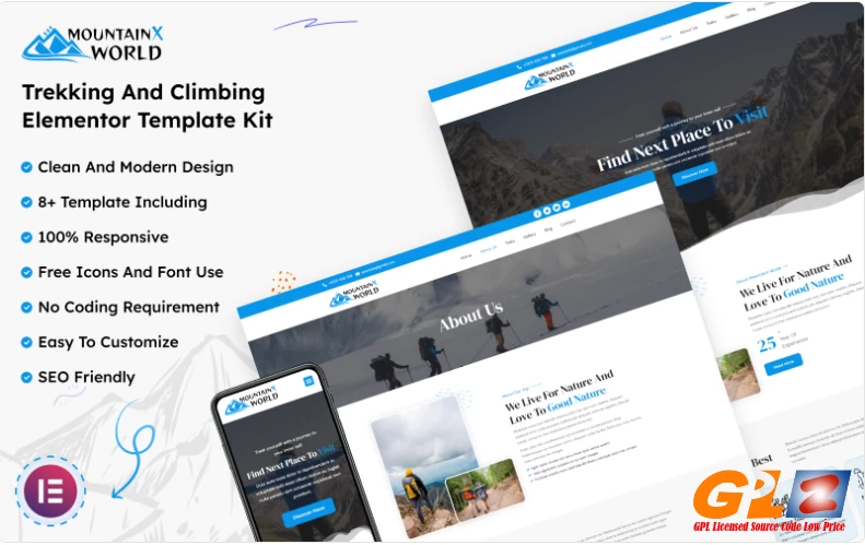 MountainX World – Trakking and Climbing Elementor Template Kit Elementor Kit