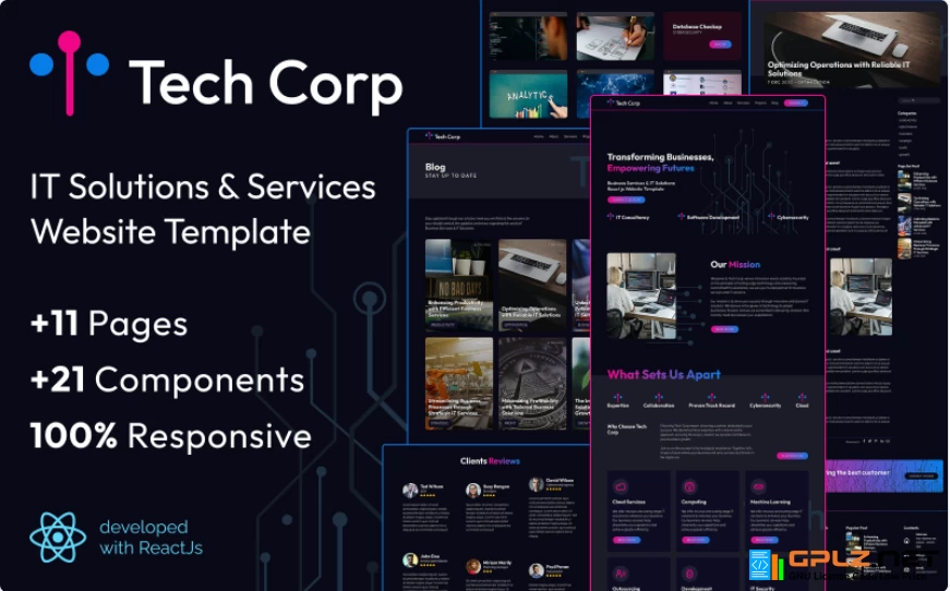 Tech Corp: Business Services & IT Solutions React js Website Template