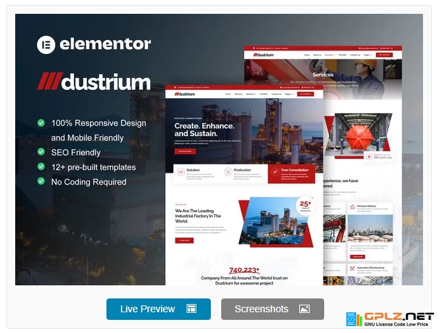 Dustrium – Industrial & Manufacturing Elementor Pro Template Kit